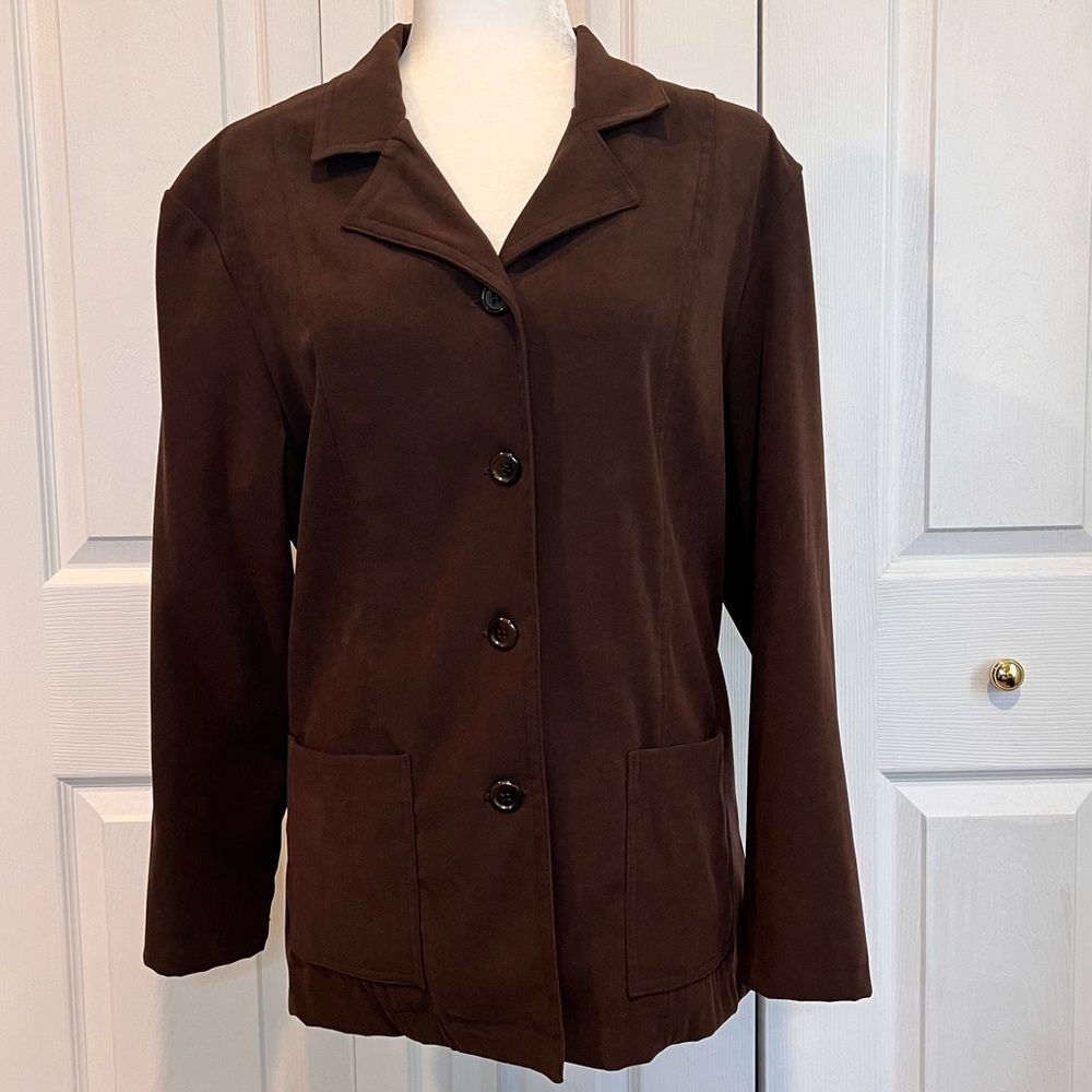 🍊 Biggs New York Petite Brown Lined Blazer - Petite Large